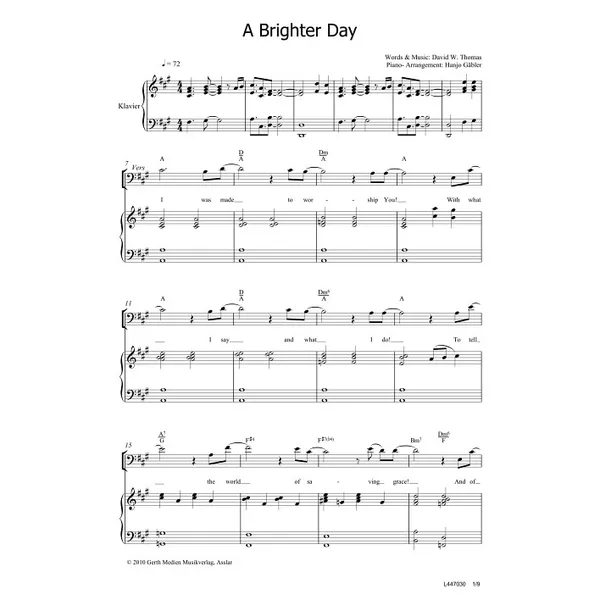 Produktbild des Artikels A Brighter Day (Noten - Download)