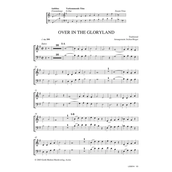 Produktbild des Artikels Over In The Gloryland (Noten - Download)