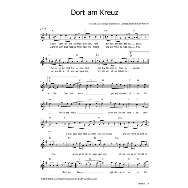 Produktbild des Artikels Dort am Kreuz (Noten - Download)