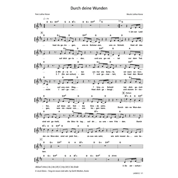 Produktbild des Artikels Durch deine Wunden (Noten - Download)