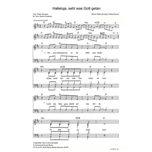 Produktbild des Artikels Halleluja, seht was Gott getan (Noten - Download)