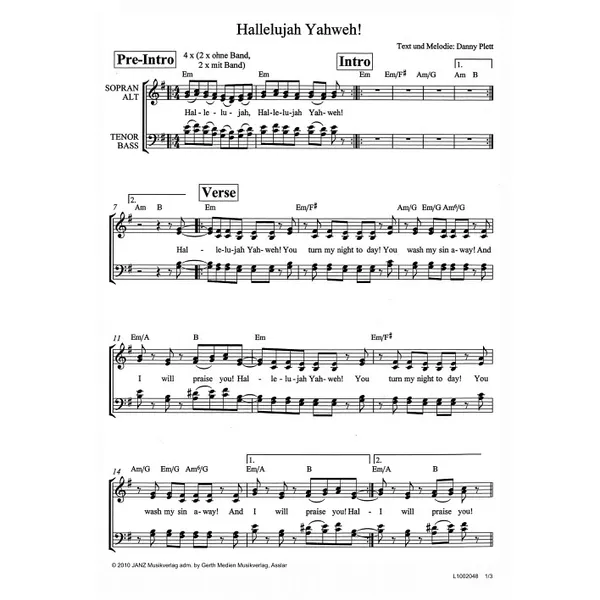 Produktbild des Artikels Hallelujah Yahweh! (Noten - Download)