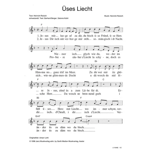 Produktbild des Artikels Üses Liecht (Noten - Download)