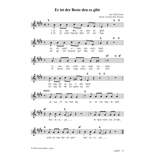 Produktbild des Artikels Er ist der Beste, den es gibt (Noten - Download)