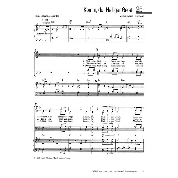 Produktbild des Artikels Komm, du, Heiliger Geist (Noten - Download)
