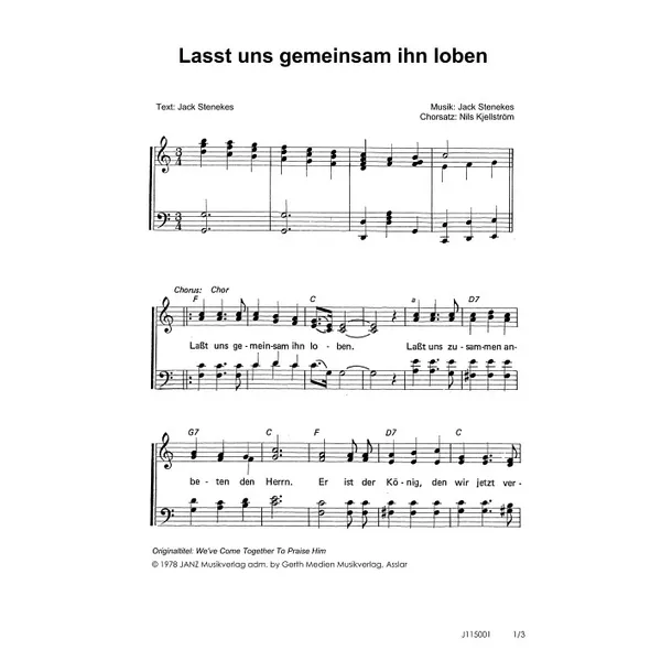 Produktbild des Artikels Lasst uns gemeinsam ihn loben (Noten - Download)