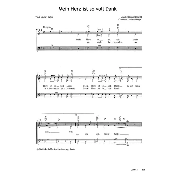 Produktbild des Artikels Mein Herz ist so voll Dank (Noten - Download)