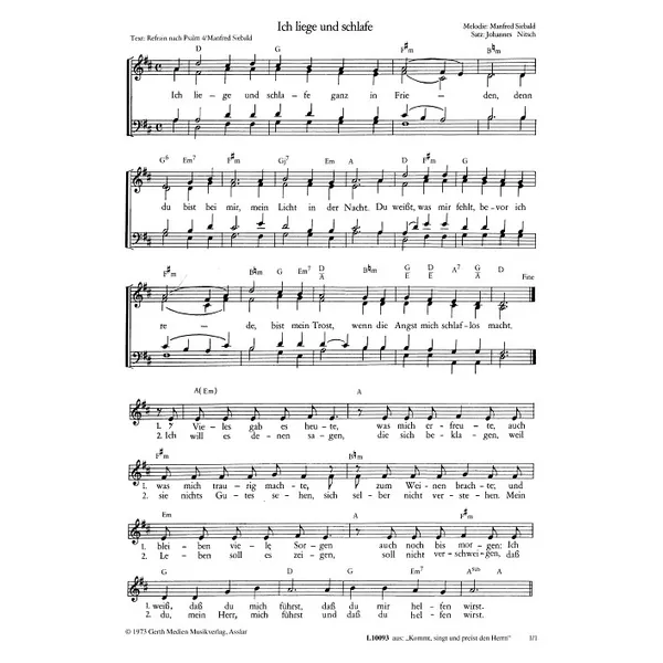 Produktbild des Artikels Ich liege und schlafe (Noten - Download)