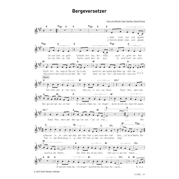 Produktbild des Artikels Bergeversetzer (Noten - Download)