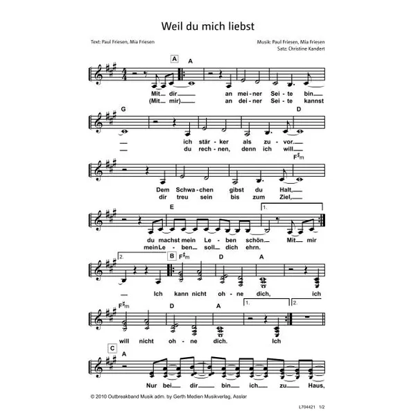 Produktbild des Artikels Weil du mich liebst (Noten - Download)