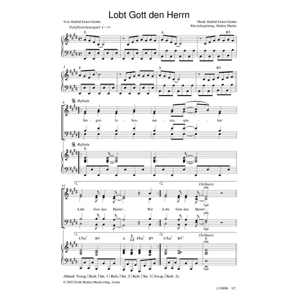 Produktbild des Artikels Lobt Gott den Herrn (Noten - Download)