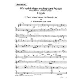 Produktbild des Artikels Wir verkündigen euch große Freude (Solovioline) (Noten - Download)