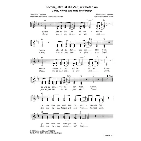 Produktbild des Artikels Komm, jetzt ist die Zeit wir beten an (Noten - Download)
