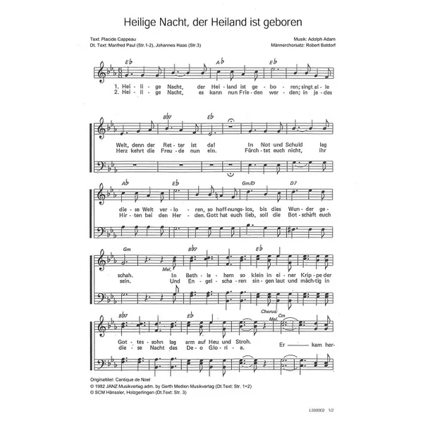 Produktbild des Artikels Heilige Nacht, der Heiland ist geboren (Noten - Download)