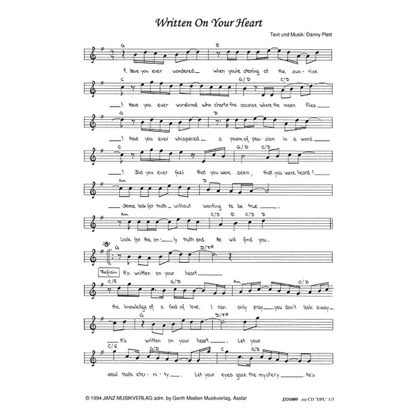 Produktbild des Artikels Written On Your Heart (Noten - Download)
