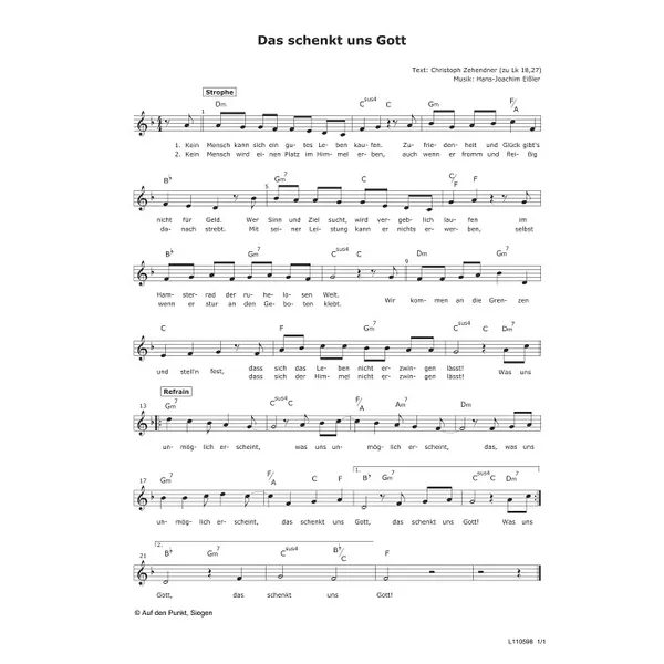 Produktbild des Artikels Das schenkt uns Gott (Noten - Download)