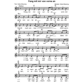 Produktbild des Artikels Fang mit mir von vorne an (Noten - Download)