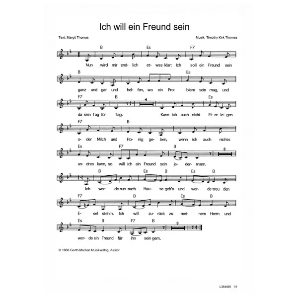 Produktbild des Artikels Ich will ein Freund sein (Noten - Download)