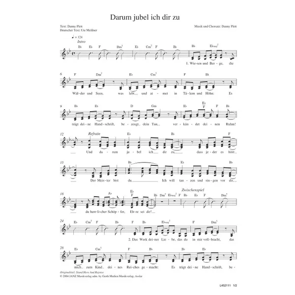 Produktbild des Artikels Darum jubel ich dir zu (Noten - Download)