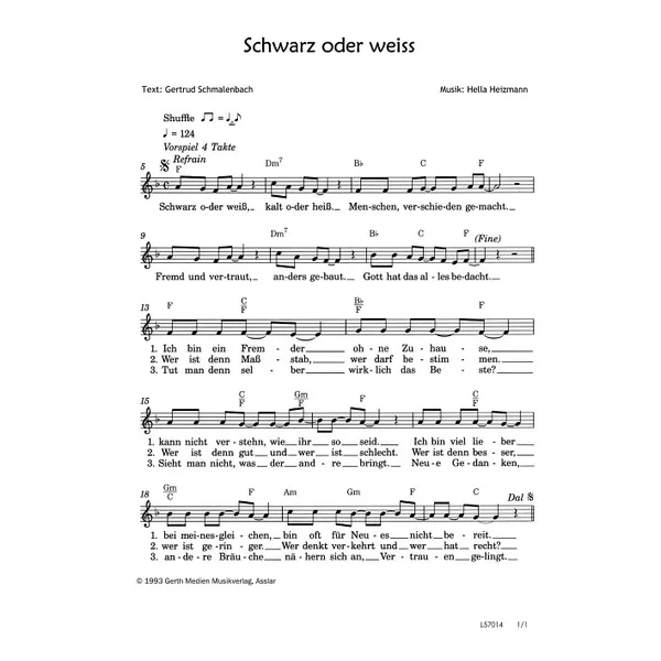 Produktbild des Artikels Schwarz oder weiss (Noten - Download)