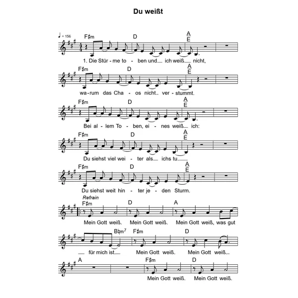 Produktbild des Artikels Du weißt (Noten - Download)