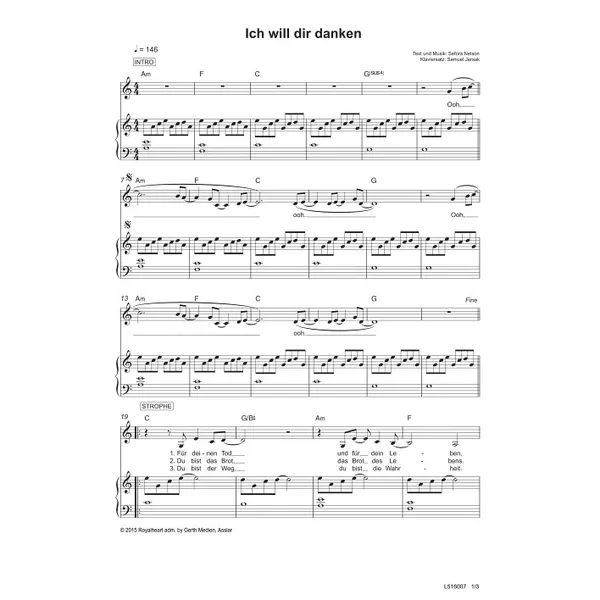 Produktbild des Artikels Ich will dir danken (Noten - Download)