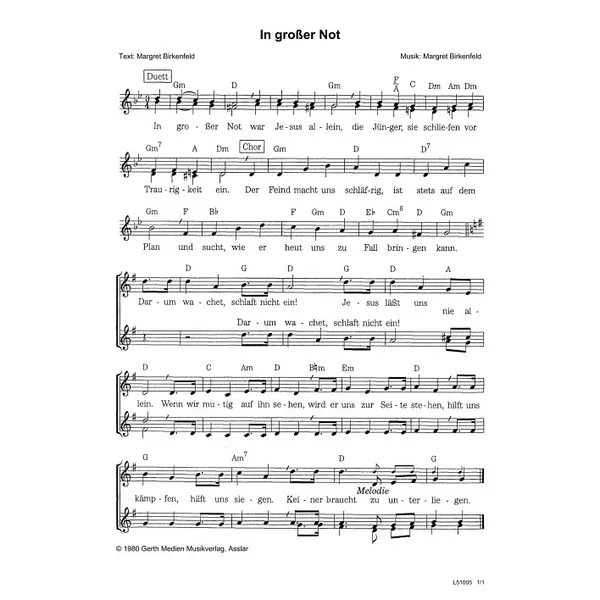 Produktbild des Artikels In großer Not (Noten - Download)