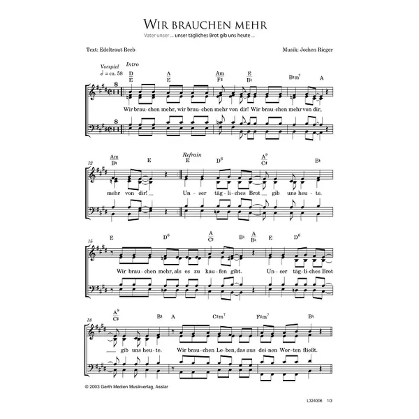 Produktbild des Artikels Wir brauchen mehr (Noten - Download)