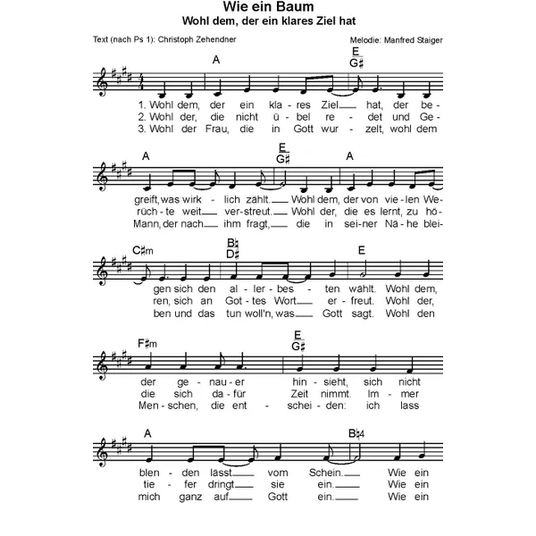 Produktbild des Artikels Wie ein Baum (Noten - Download)