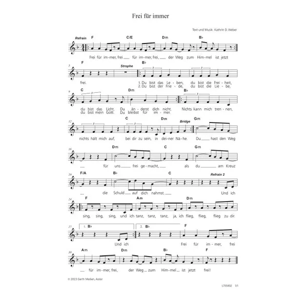 Produktbild des Artikels Frei für immer (Noten - Download)
