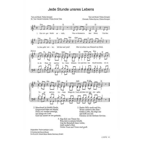 Produktbild des Artikels Jede Stunde unsres Lebens (Noten - Download)