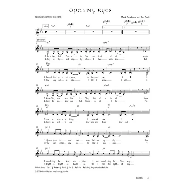 Produktbild des Artikels Open My Eyes (Noten - Download)