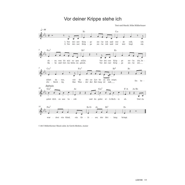 Produktbild des Artikels Vor deiner Krippe stehe ich (Noten - Download)