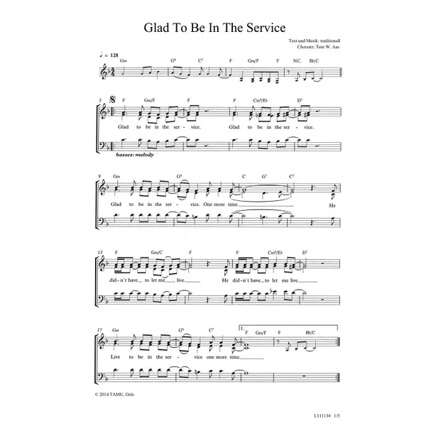 Produktbild des Artikels Glad To Be In The Service (Noten - Download)