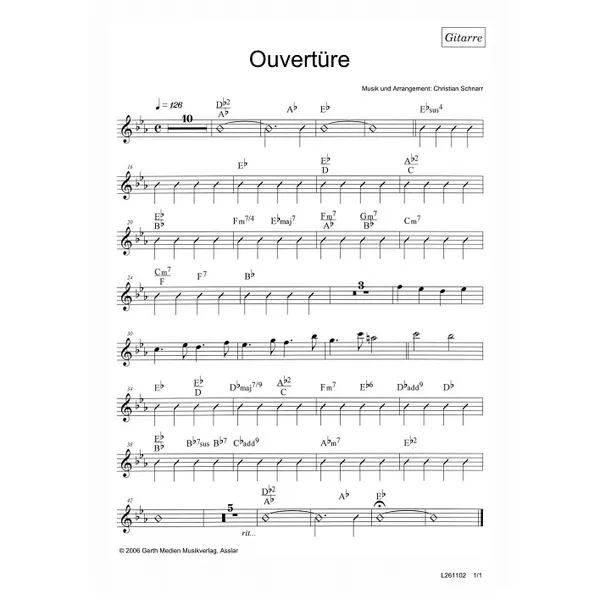 Produktbild des Artikels Ouvertüre (nach Morgenglanz der Ewigkeit) (Gitarre) (Noten - Download)