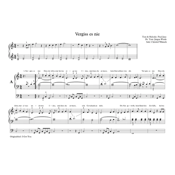 Produktbild des Artikels Vergiss es nie (Noten - Download)