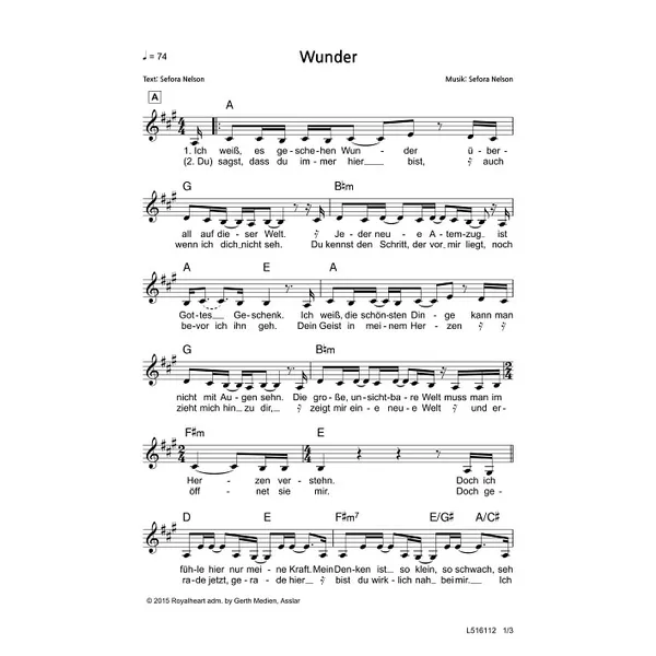 Produktbild des Artikels Wunder (Noten - Download)