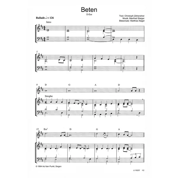 Produktbild des Artikels Beten (Noten - Download)