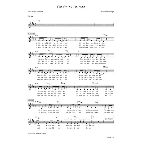 Produktbild des Artikels Ein Stück Heimat (Noten - Download)