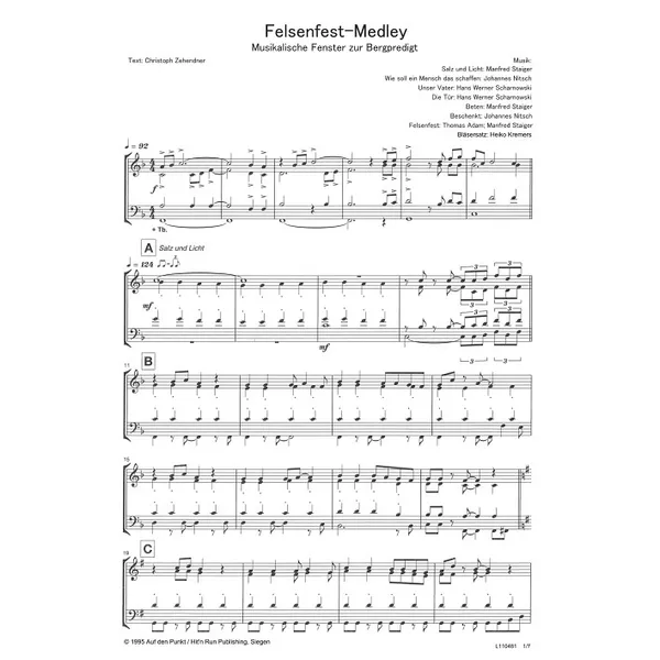 Produktbild des Artikels Felsenfest-Medley (Noten - Download)