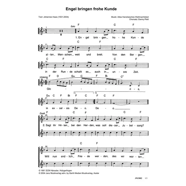 Produktbild des Artikels Engel bringen frohe Kunde (Noten - Download)