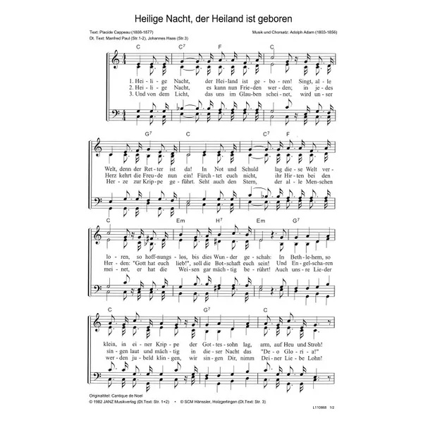 Produktbild des Artikels Heilige Nacht, der Heiland ist geboren (Noten - Download)