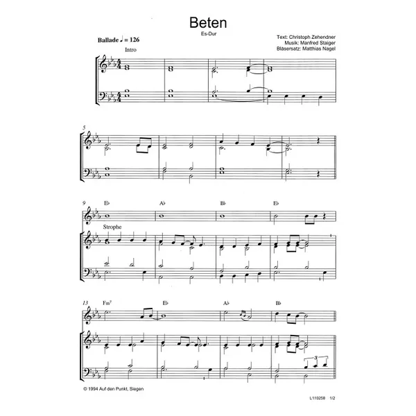 Produktbild des Artikels Beten (Noten - Download)