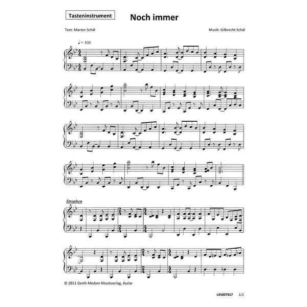 Produktbild des Artikels Noch immer (Klavier) (Noten - Download)