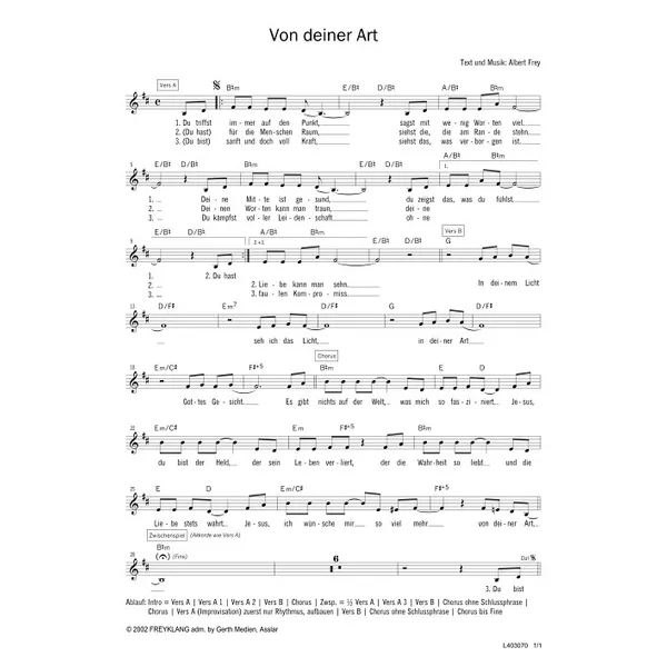 Produktbild des Artikels Von deiner Art (Noten - Download)