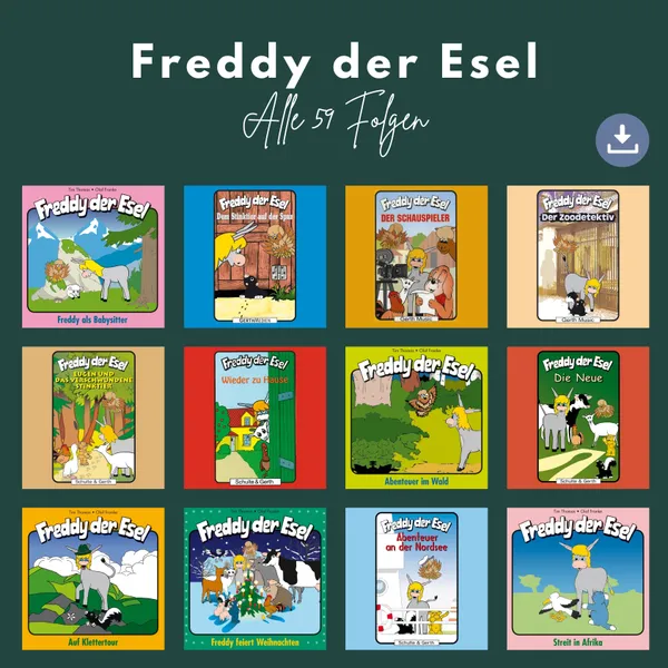Produktbild des Artikels Freddy der Esel - alle 59 Folgen (MP3-Hörspiel - Download)