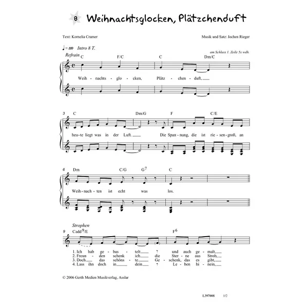 Produktbild des Artikels Weihnachtsglocken, Plätzchenduft (Noten - Download)