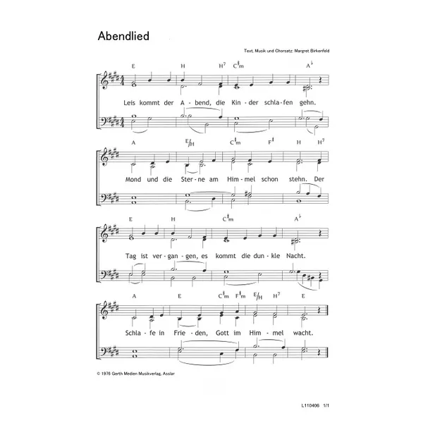 Produktbild des Artikels Abendlied (Noten - Download)