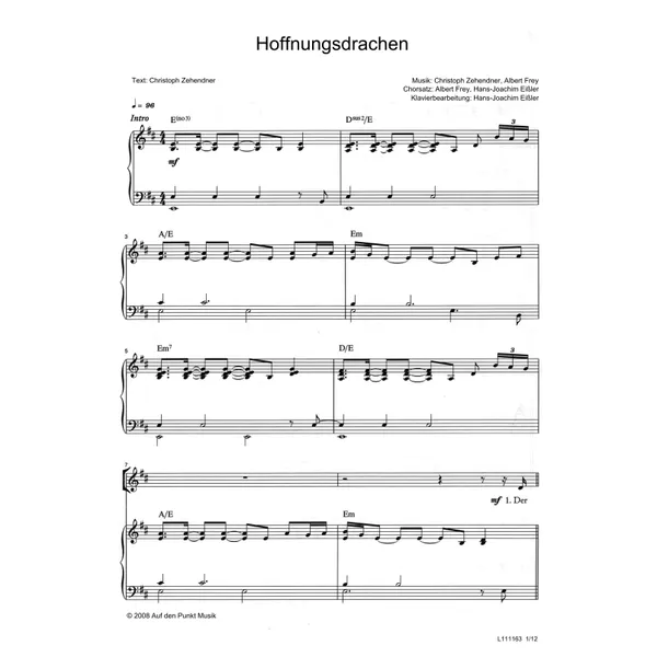 Produktbild des Artikels Hoffnungsdrachen (Noten - Download)