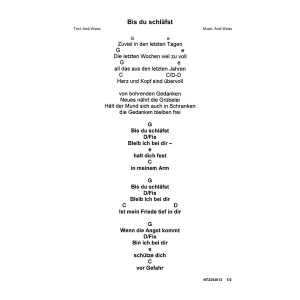 Produktbild des Artikels Bis du schläfst (Noten - Download)